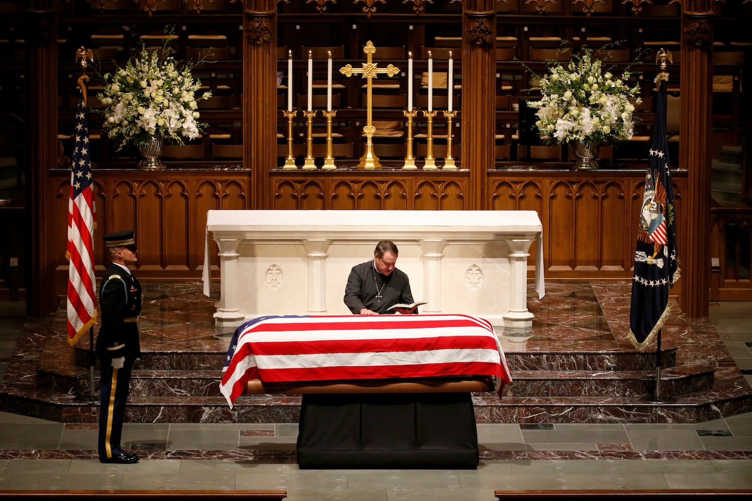 Photos: President George H.W. Bush lies in repose at Houston church