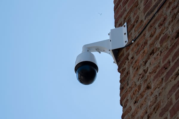 A Flock Safety security camera is shown installed in South Downtown, Atlanta, on Friday, Sept. 20, 2024.
The AI-powered cameras are part of a new initiative aimed at improving safety and security in the area.
(Olivia Bowdoin for the AJC.)