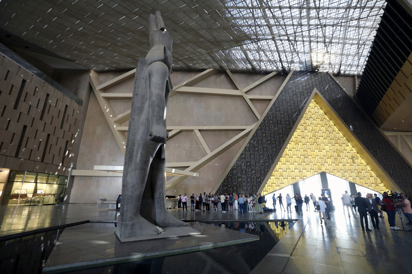 King Ramses II statue is displayed at the Grand Egyptian Museum in Giza, Egypt, Tuesday, Oct.15, 2024. (AP Photo/Khaled Elfiqi)