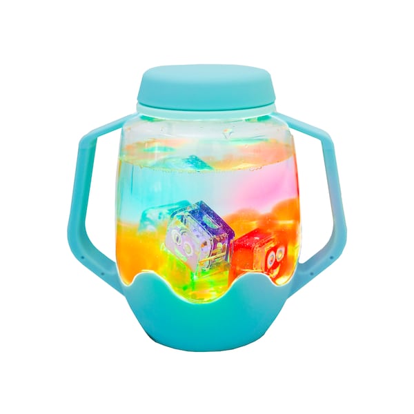 Add water, tap the Glo Pals sensory jar and watch it change colors.
(Courtesy of Glo Pals)