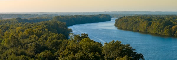 Freedom Monument Sculpture Park in Montgomery, Alabama, occupies 17 acres of land along the banks of the Alabama River. Visitors can arrive by boat, tracing the same route that enslaved people traveled in the 19th century. Courtesy of Equal Justice Initiative ∕ Human Pictures