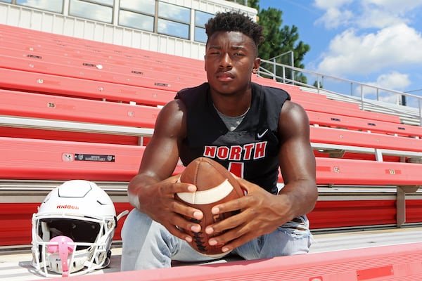 Barrett Carter, a senior linebacker at North Gwinnett High School, North Gwinnett High School in Suwanee, Georgia. Carter, a Clemson University commit,  is one of the top 11 high school senior recruits in the state of Georgia for 2020.  CHRISTINA MATACOTTA FOR THE ATLANTA JOURNAL-CONSTITUTION.
