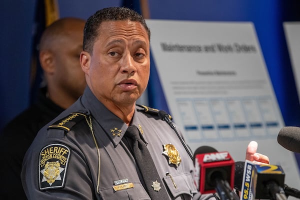 Fulton County Sheriff Patrick "Pat" Labat is shown in advance of the August 2023 indictment of former President Donald Trump. (Katelyn Myrick/Atlanta Journal-Constitution/TNS)