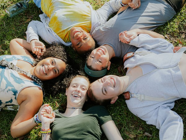 The cast of the Actor’s Express premiere production of “Oh, To Be Pure Again,” continuing through March 26, includes Brandy Bell (clockwise from left), Ebony Jerry, Alejandra Ruiz, Erin North and Alija Kraar.
Courtesy of Actor’s Express/Casey Gardner Ford