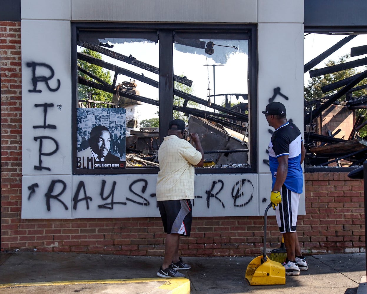 PHOTOS: Aftermath of Atlanta protest, fire at Wendy’s police shooting site