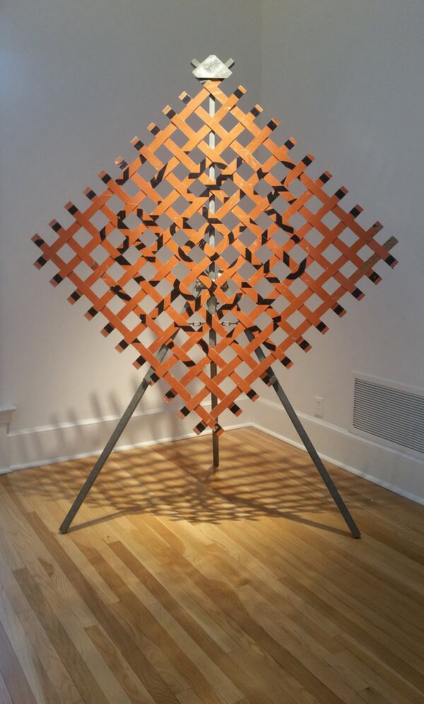 Derek Faust’s “Road Lattice” construction sign and construction sign stand. CONTRIBUTED BY SWAN COACH HOUSE GALLERY