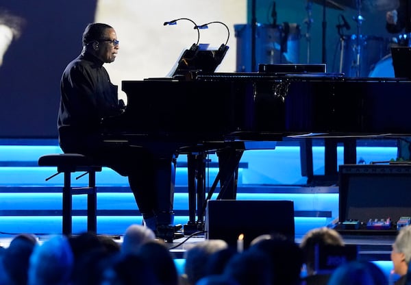 Herbie Hancock performs "Hejira" at the 31st annual MusiCares Person of the Year benefit gala honoring Joni Mitchell on Friday, April 1, 2022, at the MGM Grand Conference Center in Las Vegas. (AP Photo/Chris Pizzello)