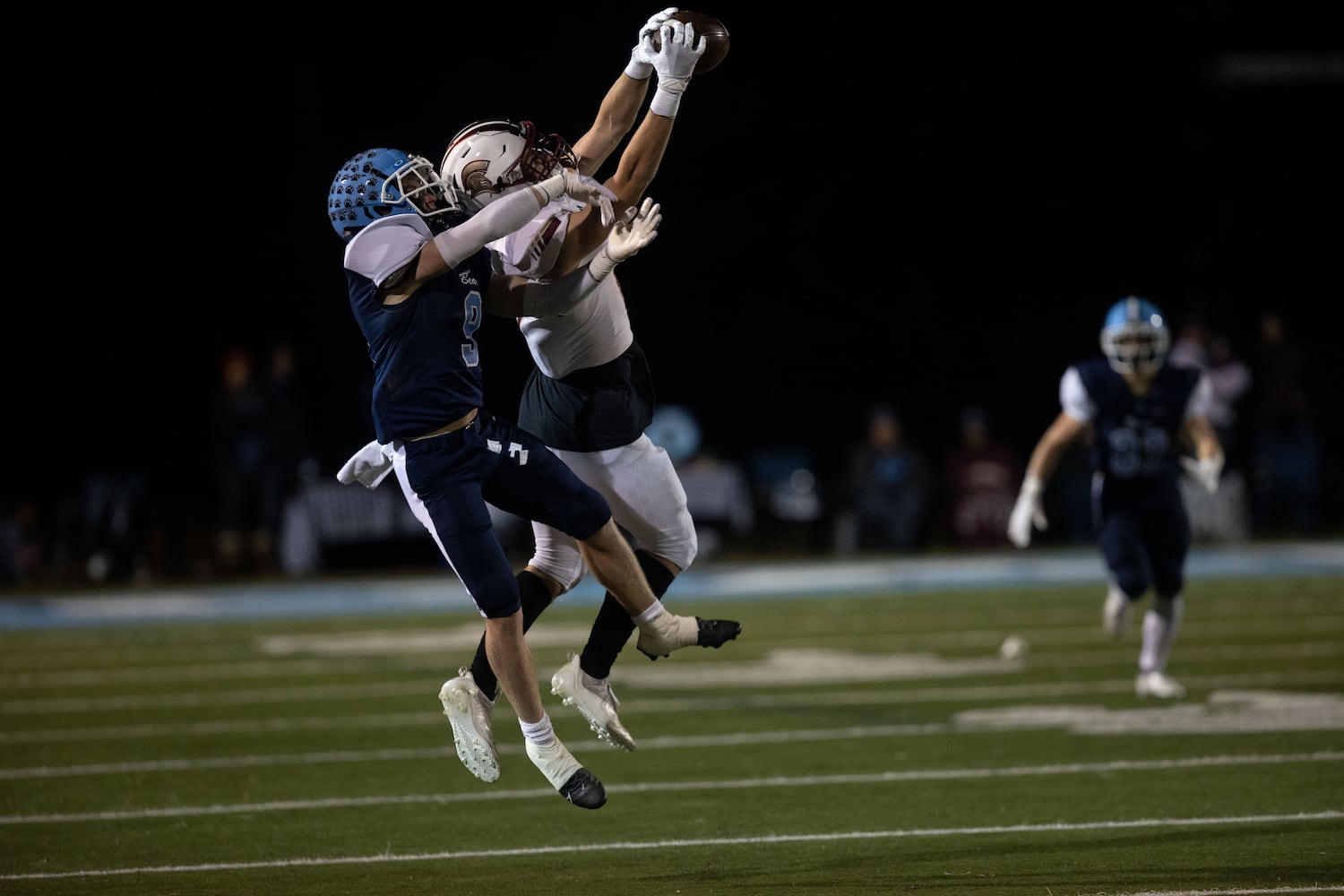 South Paulding's Brendan Gates (8) catches a pass during a GHSA high school football game between Cambridge and South Paulding at Cambridge High School in Milton, GA., on Saturday, November 13, 2021. (Photo/Jenn Finch)