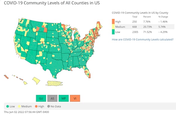 This is a COVID-19 community infection map that takes into account current hospitalizations and ICU bed capacities.