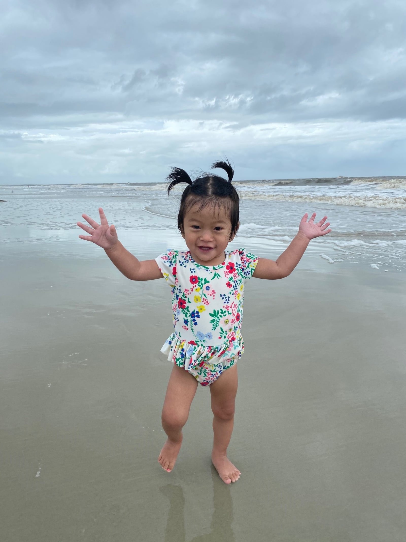 Rynli Harris was born with cardiomyopathy, but for a while her heart condition responded well to medication. She's seen here at the beach in earlier days. Courtesy of Harris family