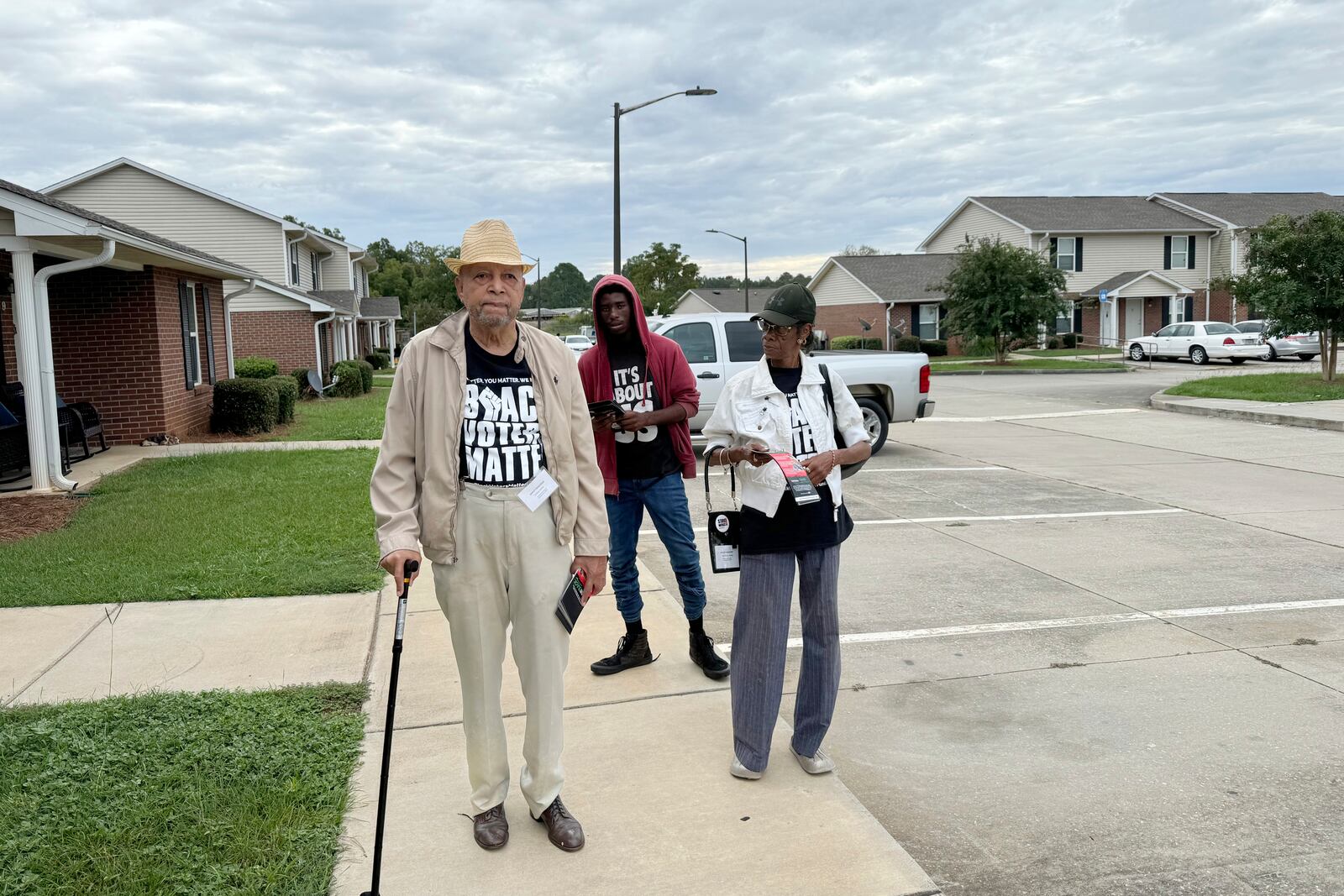 (Left to right): The Rev. Ezekiel Holley, Delvin Blackwell and Patricia Powell went door to door in Terrell County to encourage people to vote.