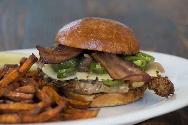 The 'Jim II' from Peach & The Porkchop was named the third best fried chicken sandwich in Georgia by USA Today.