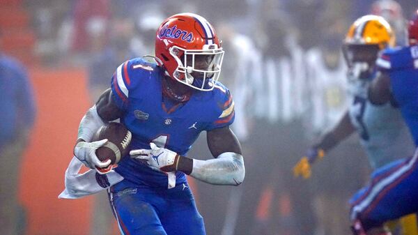 Florida wide receiver Kadarius Toney runs after a reception during the second half against LSU, Saturday, Dec. 12, 2020, in Gainesville, Fla. (John Raoux/AP)