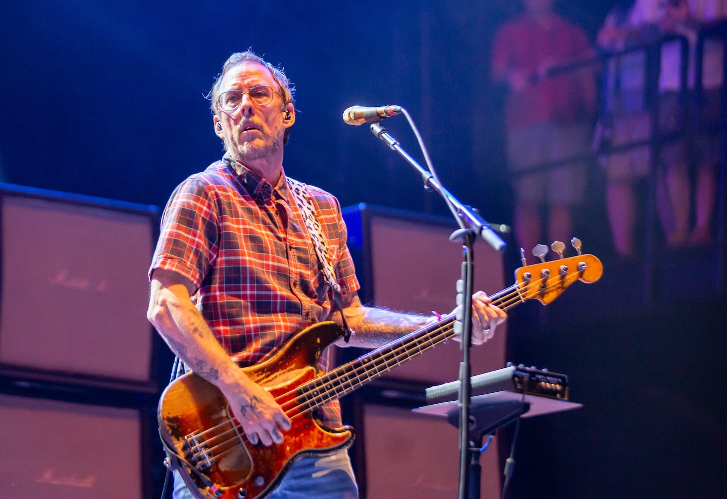 Atlanta, Ga: Weezer closed out night 2 at the Peachtree stage with their brand of quirky, alt-rock. Photo taken Saturday May 4, 2024 at Central Park, Old 4th Ward. (RYAN FLEISHER FOR THE ATLANTA JOURNAL-CONSTITUTION)