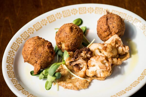  Cauliflower hush puppies at Hampton + Hudson. / Photo by Mia Yakel