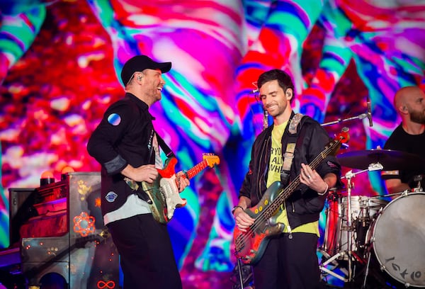 Coldplay performs at Mercedes-Benz Stadium in Atlanta on Saturday night, June 11, 2022, on the Music of the Spheres World Tour. (Ryan Fleisher for The Atlanta Journal-Constitution)