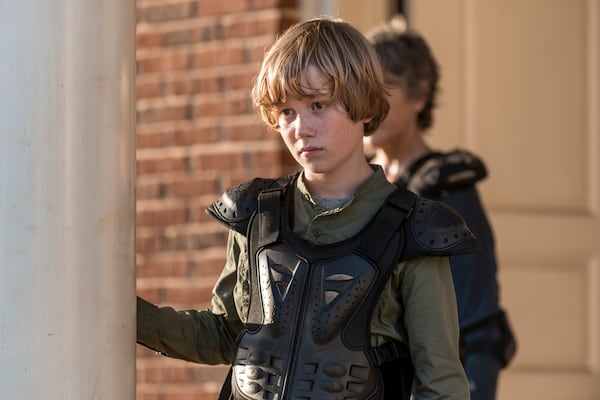  Macsen Lintz as Henry, Melissa McBride as Carol Peletier - The Walking Dead _ Season 8, Episode 13 - Photo Credit: Gene Page/AMC