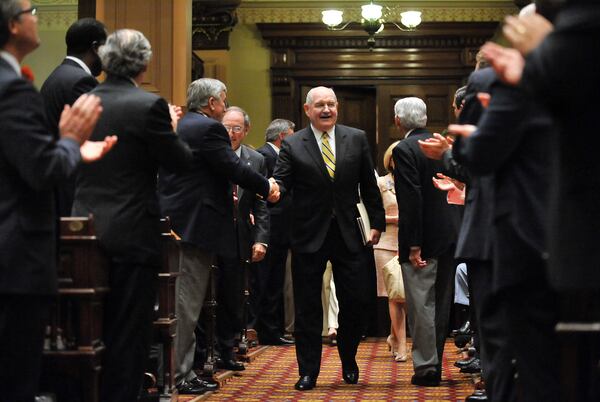 100429 Atlanta : Gov. Sonny Perdue walks down the center aisle of the House chamber to a standing ovation as he prepares to address the chamber, thanking them for their hard work this Legislative session. Thursday, April 29, 2010. Hyosub Shin, hshin@ajc.com One of the great successes of Sonny Perdue's time in office was winning a $400 million federal Race to the Top Grant. (AJC File)