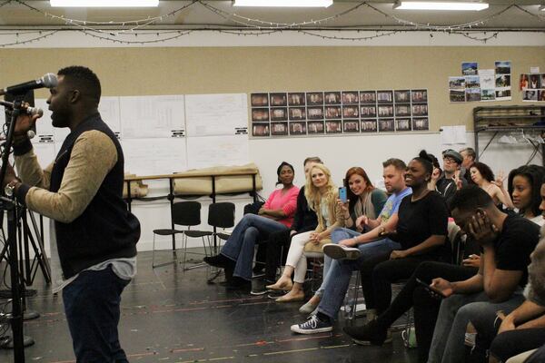 Deborah Joy Winans (center) watched brother Juan at rehearsal. Photo: Melissa Ruggieri/AJC