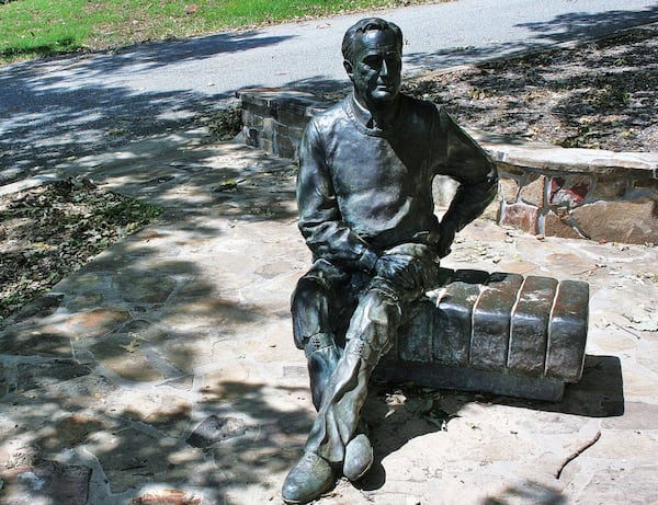 This life-size sculpture of President Franklin D. Roosevelt sits in the parking area of Dowdell’s Knob, the highest point of the 1,395-foot-high Pine Mountain in Middle Georgia. FDR often came here to relax and picnic and enjoy the peaceful view of the lush valley below. (Charles Seabrook).