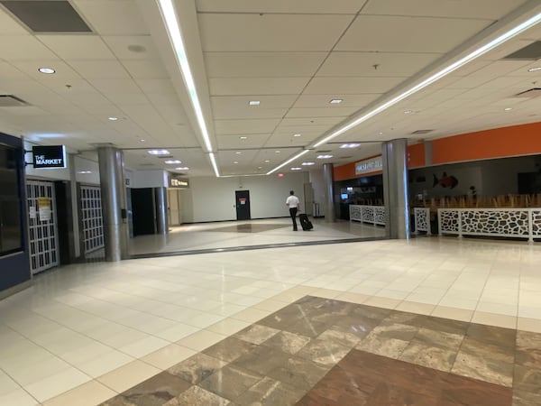 A wall blocks off part of Concourse C at the centerpoint at Hartsfield-Jackson. Credit: Andrew Bashuk