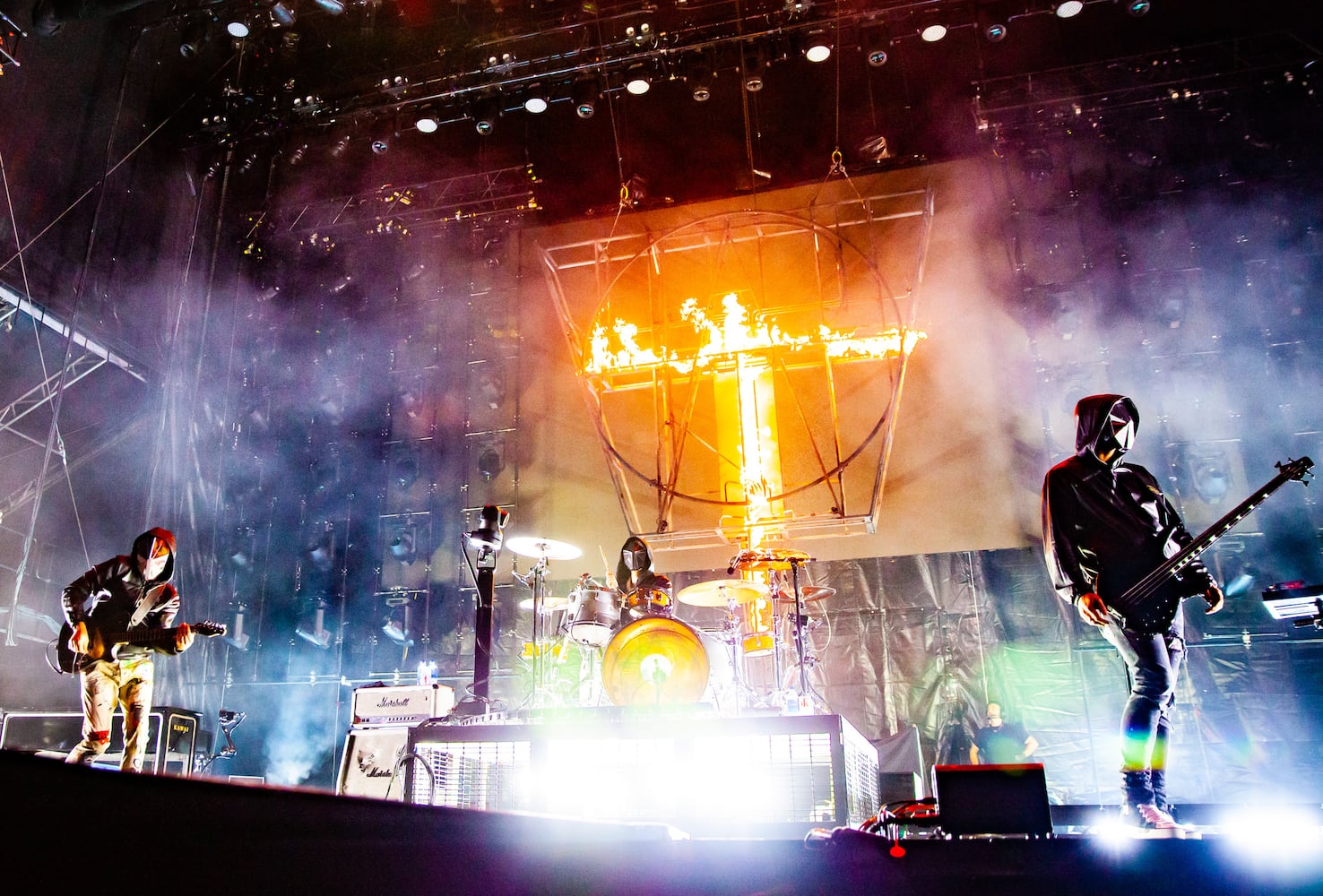 Headliner band Muse closes out the second day of the Shaky Knees Music Festival at Atlanta's Central Park on Saturday, May 6, 2023. (RYAN FLEISHER FOR THE ATLANTA JOURNAL-CONSTITUTION)
