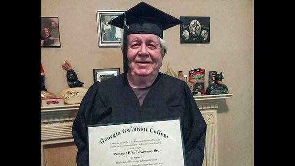 Prescott Lawrence earned a degree in August 2020 from Georgia Gwinnett College at the age of 81. PHOTO CONTRIBUTED.