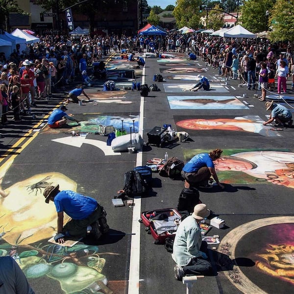 Watch professional chalk artists create amazing works at Marietta’s two-day Chalktoberfest.