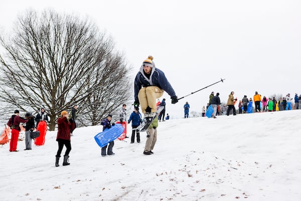 James Morgan skis at Piedmont Park in Midtown on Friday.