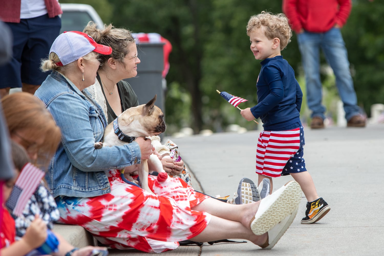 Sam Burera, 2, is in the holiday spirit at the 77th annual Memorial Day Observance at the Marietta National Cemetery on Monday, May 29, 2003.  (Jenni Girtman for The Atlanta Journal-Constitution)