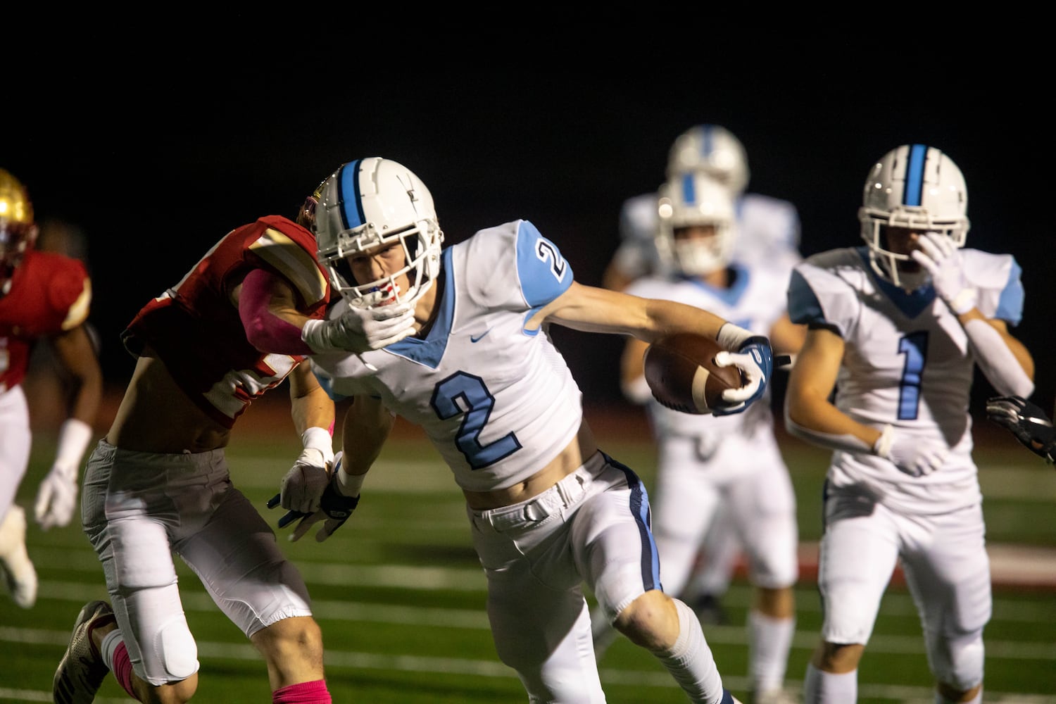 Cambridge's Will Taylor (2) runs the ball during a GHSA high school football game between Cambridge High School and Johns Creek High School in Johns Creek, Ga. on Friday, October 15, 2021. (Photo/Jenn Finch)