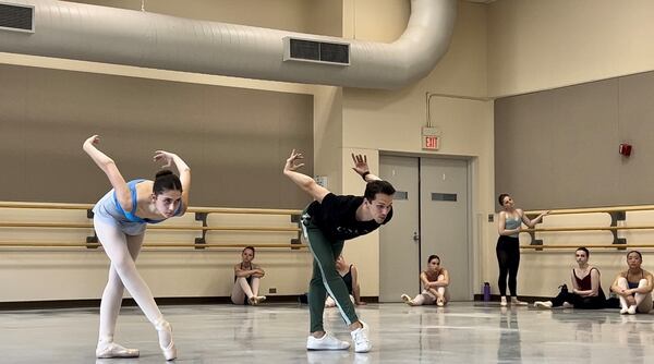 Anderson Souza choreographing during his intensive at the University of North Carolina School of the Arts Choreographic Institute. Courtesy of Atlanta Ballet