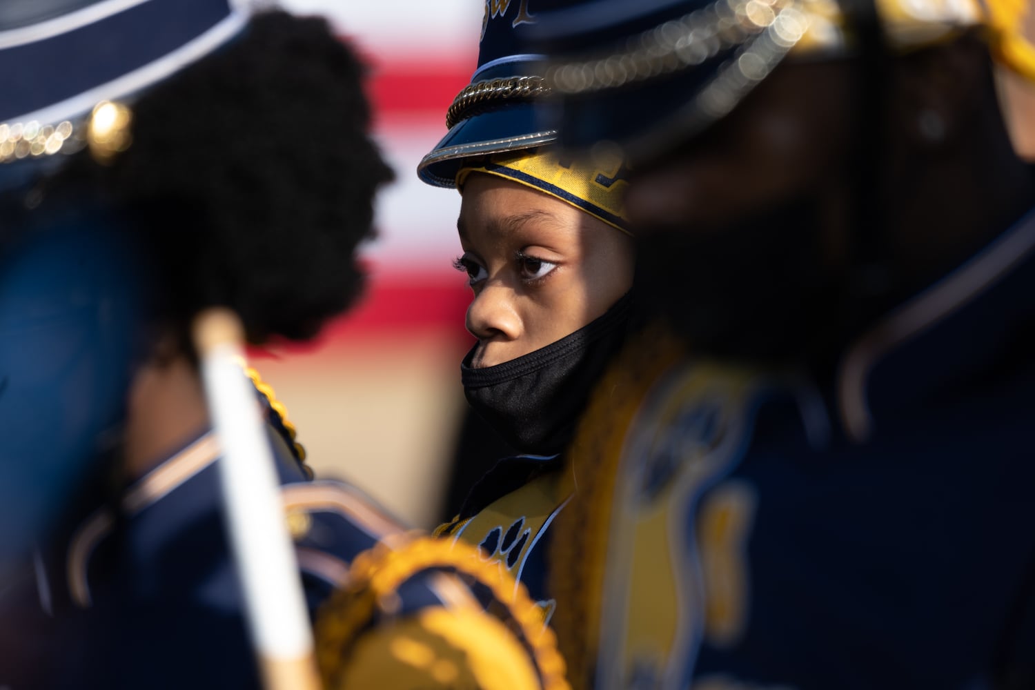 220111-Atlanta-Southwest DeKalb High School’s drumline performs before President Joe Biden and Vice President Kamala Harris spoke about voting rights during at Clark Atlanta University on Tuesday, Jan. 11, 2022.  Ben Gray for the Atlanta Journal-Constitution