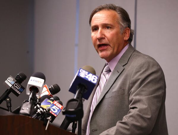 Fulton County Schools Superintendent Mike Looney at  a press conference on March 9, 2020. (Curtis Compton/ccompton@ajc.com)