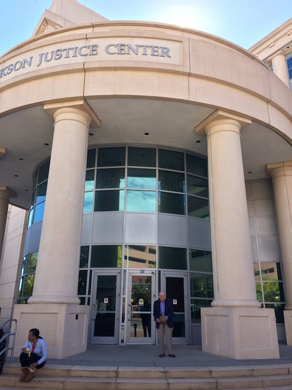 Morris Habif at the entrance of Atlanta Municipal Court. He once owned and assembled all the properties on the block for the city to build the structure.