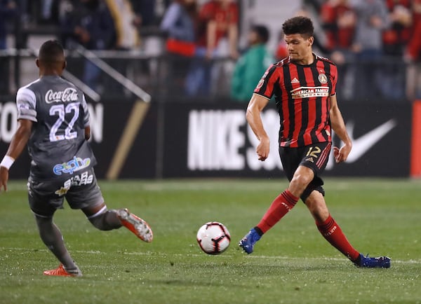 Feb. 28, 2019 Kennesaw: Atlanta United defender Miles Robinson works against C.S. Herediano in their Concacaf Champions League soccer match on Thursday, Feb. 28, 2019, in Kennesaw.    Curtis Compton/ccompton@ajc.com