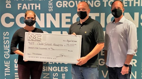 The Cobb Schools Foundation also received a $75,000 gift from North Metro Church in Kennesaw to help the district purchase laptops for students. Credit: Cobb County School District