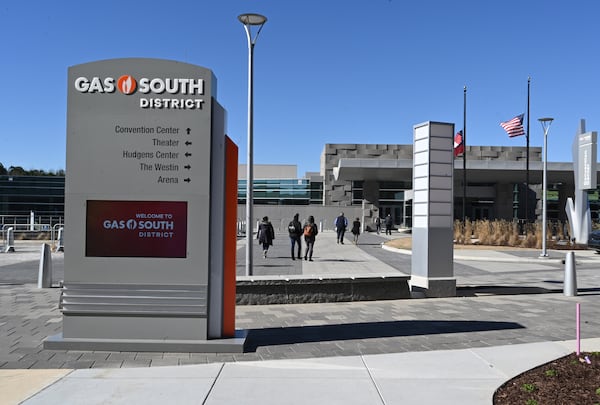 The front side of Gas South Convention Center, Friday, Jan. 27, 2023, in Duluth. The older existing convention center space is now being renovated, a full-service hotel is being built on the Gas South district. (Hyosub Shin / Hyosub.Shin@ajc.com)