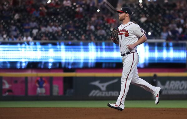 Braves pitcher Will Smith comes in to close out the Chicago Cubs during the 9th inning Monday, April 26, 2021, at Truist Park in Atlanta. (Curtis Compton / Curtis.Compton@ajc.com)