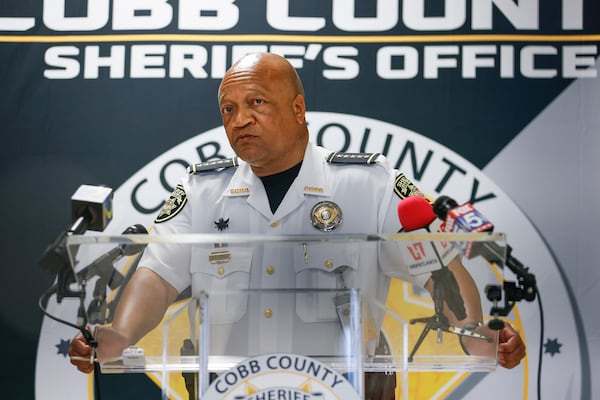 Cobb County Sheriff Craig Owens speaks during a press conference at Cobb County Adult Detention Center on Tuesday, May 31, 2022. (Natrice Miller / natrice.miller@ajc.com)

