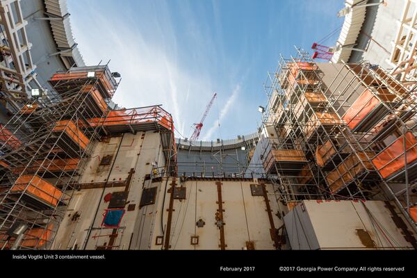 Construction of Plant Vogtle’s Unit 3 reactor. Photo: Georgia Power