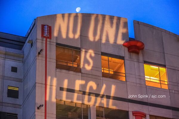 Demonstrators camped outside the Atlanta Detention Center, which houses hundreds of U.S. Immigration and Customs Enforcement Agency detainees, in a protest against a U.S. immigration policy that separated children from their parents.