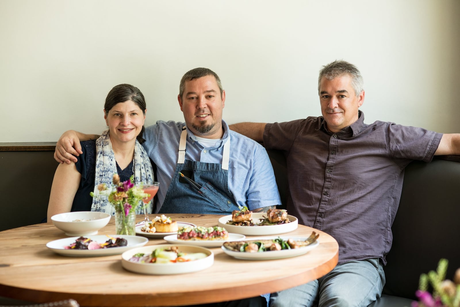 The Deer and the Dove partners (from left to right) Jenn Koval, Terry Koval, and George Frangos. Photo credit- Mia Yakel.