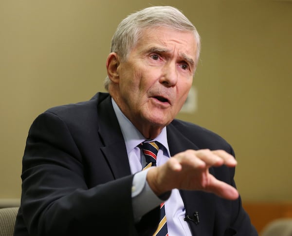 Mike Bowers speaks with the news media on Sept. 30, 2015, at Balch & Bingham LLP in Atlanta. CURTIS COMPTON / CCOMPTON@AJC.COM