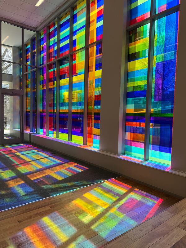 “Watermark” at the Georgia Tech Library floods the floor with light and color.