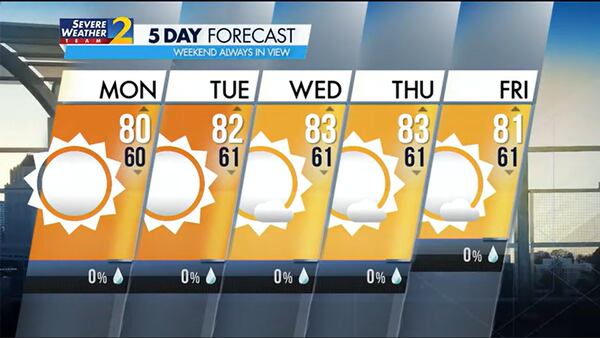 Five-day forecast for Sept. 18, 2023.