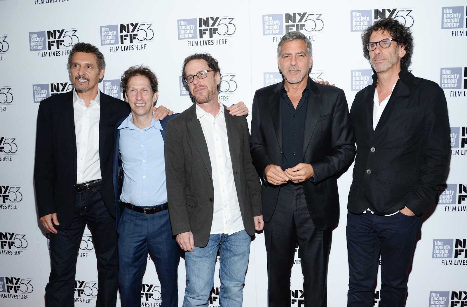 Actor John Turturro, left, actor Tim Blake Nelson, director Ethan Coen, actor George Clooney and director Joel Coen attend a special 15th anniversary screening of, "O Brother, Where Art Thou?", during the New York Film Festival at Alice Tully Hall on Tuesday, Sept. 29, 2015, in New York. (Photo by Evan Agostini/Invision/AP)