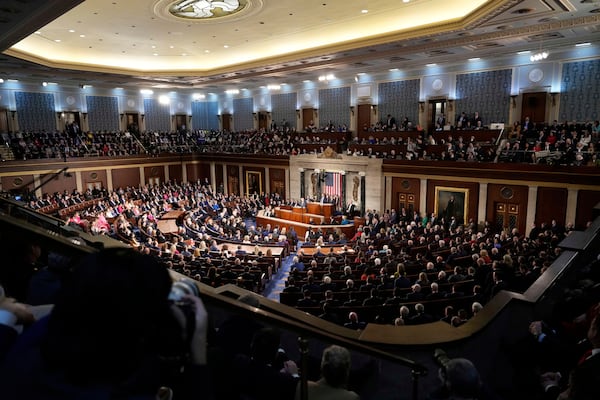 President Donald Trump addresses a joint session of Congress at the Capitol in Washington, Tuesday, March 4, 2025. (AP Photo/Ben Curtis)