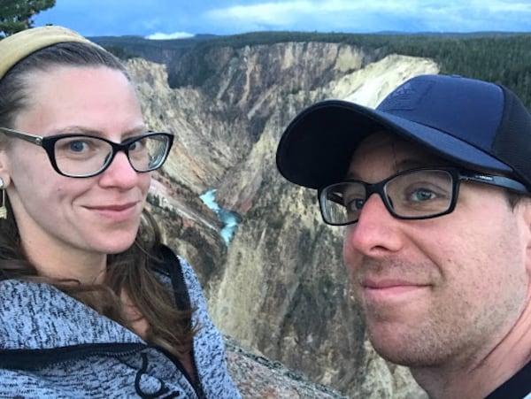 Tineke Van Varenberg and her husband Michel De Keersmaecker, Yellowstone National Park