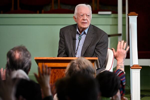 Former U.S. President Jimmy Carter, 95, teaches Sunday school at Maranatha Baptist Church in Plains, Ga.